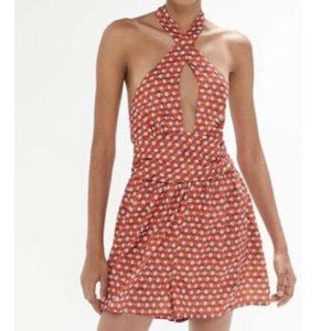 Urban Outfitters Red Floral Halter Romper Jumpsuit $69.00 Tag Price